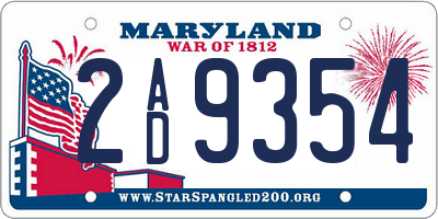 MD license plate 2AD9354