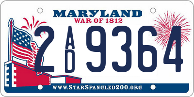 MD license plate 2AD9364