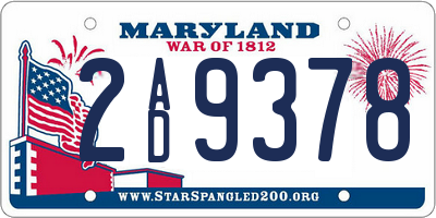 MD license plate 2AD9378