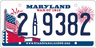 MD license plate 2AD9382