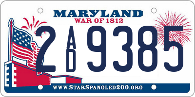 MD license plate 2AD9385