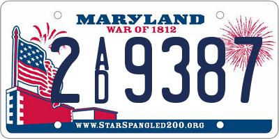 MD license plate 2AD9387