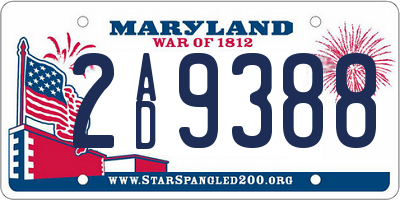 MD license plate 2AD9388