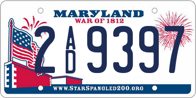 MD license plate 2AD9397