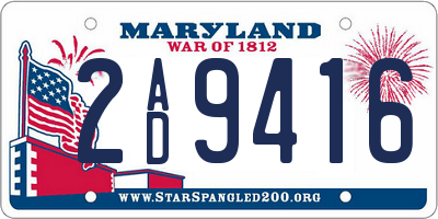 MD license plate 2AD9416
