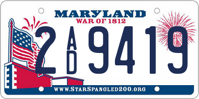 MD license plate 2AD9419