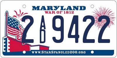 MD license plate 2AD9422