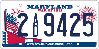 MD license plate 2AD9425