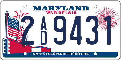 MD license plate 2AD9431