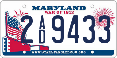 MD license plate 2AD9433