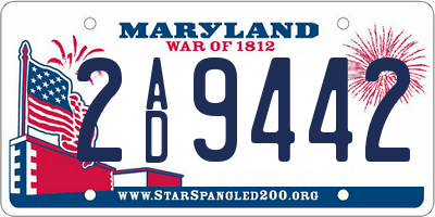 MD license plate 2AD9442