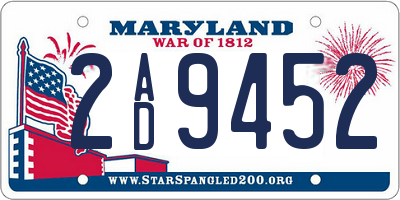 MD license plate 2AD9452