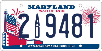MD license plate 2AD9481