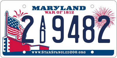 MD license plate 2AD9482
