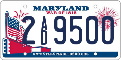 MD license plate 2AD9500
