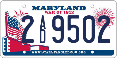 MD license plate 2AD9502