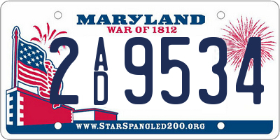 MD license plate 2AD9534