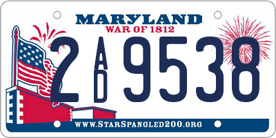 MD license plate 2AD9538
