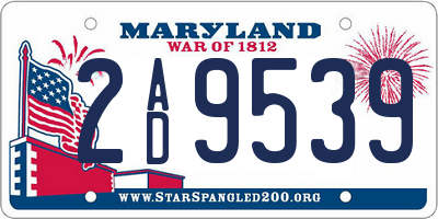 MD license plate 2AD9539