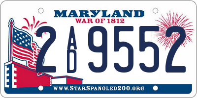 MD license plate 2AD9552