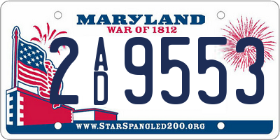 MD license plate 2AD9553