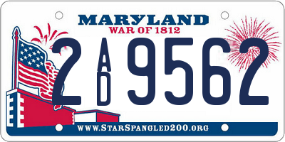 MD license plate 2AD9562