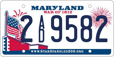 MD license plate 2AD9582