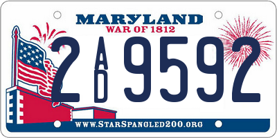MD license plate 2AD9592