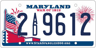 MD license plate 2AD9612