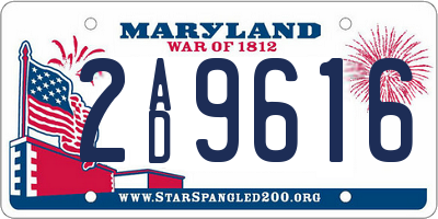 MD license plate 2AD9616