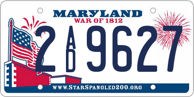 MD license plate 2AD9627