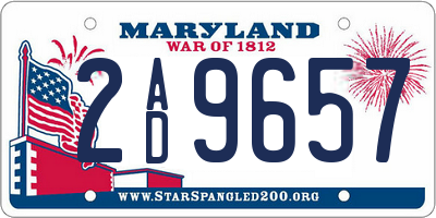 MD license plate 2AD9657