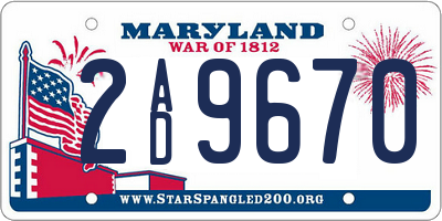 MD license plate 2AD9670