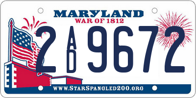 MD license plate 2AD9672