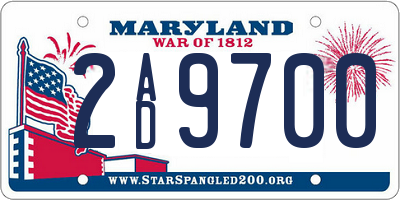 MD license plate 2AD9700
