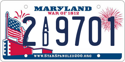 MD license plate 2AD9701