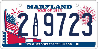 MD license plate 2AD9723