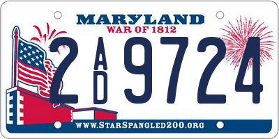 MD license plate 2AD9724