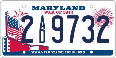MD license plate 2AD9732