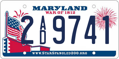MD license plate 2AD9741
