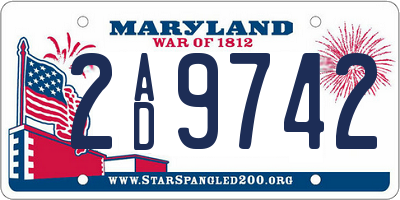 MD license plate 2AD9742