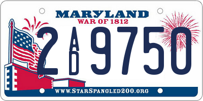 MD license plate 2AD9750