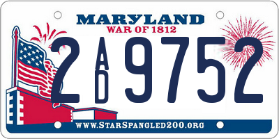 MD license plate 2AD9752