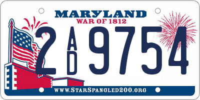 MD license plate 2AD9754