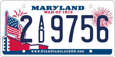 MD license plate 2AD9756