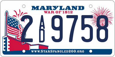 MD license plate 2AD9758