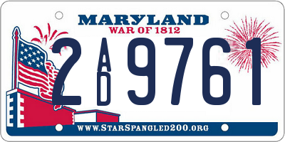 MD license plate 2AD9761