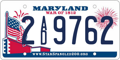 MD license plate 2AD9762