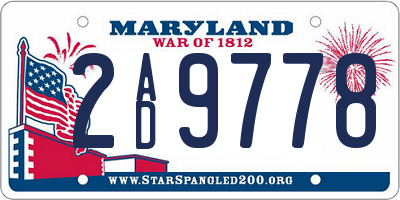 MD license plate 2AD9778