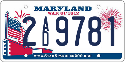 MD license plate 2AD9781